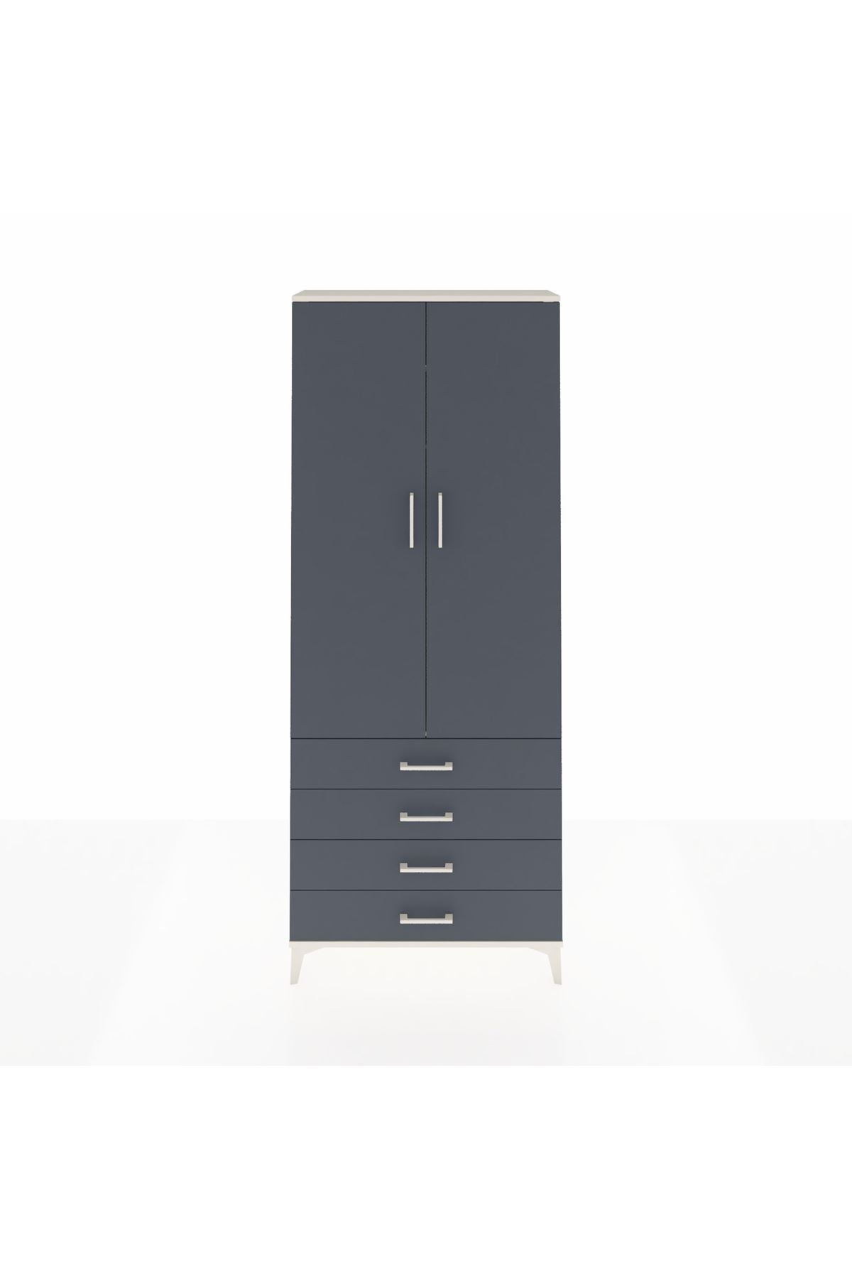 Arges Dolap 2 Raflı 4 Çekmeceli Tek Askılı 88x30x221 - S30M043V2A