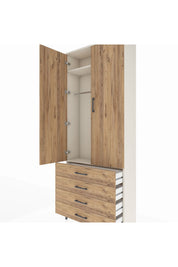 Arges Dolap 2 Raflı 4 Çekmeceli Tek Askılı 88x30x221 - S30M043V3A