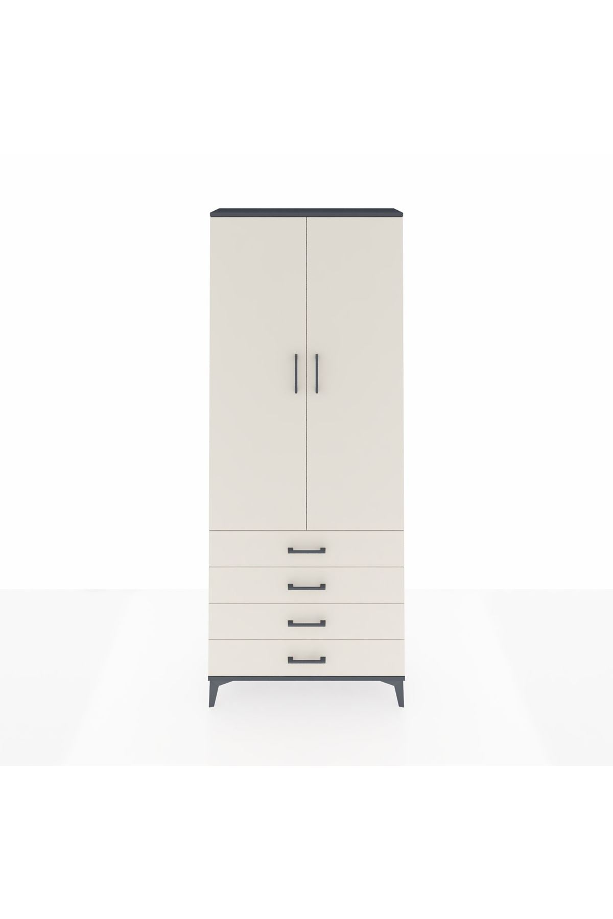 Arges Dolap 2 Raflı 4 Çekmeceli Tek Askılı 88x30x221 - S30M043V4A
