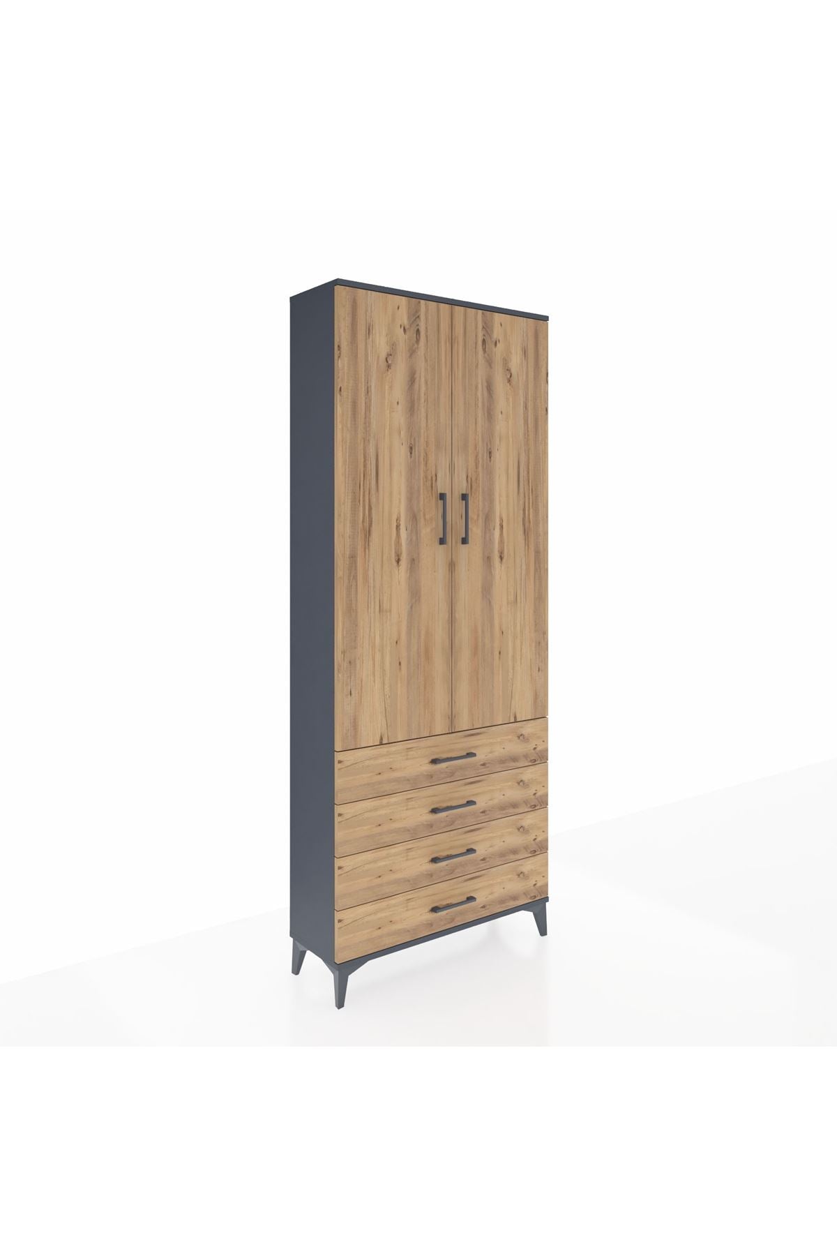 Arges Dolap 2 Raflı 4 Çekmeceli Tek Askılı 88x30x221 - S30M043V6A