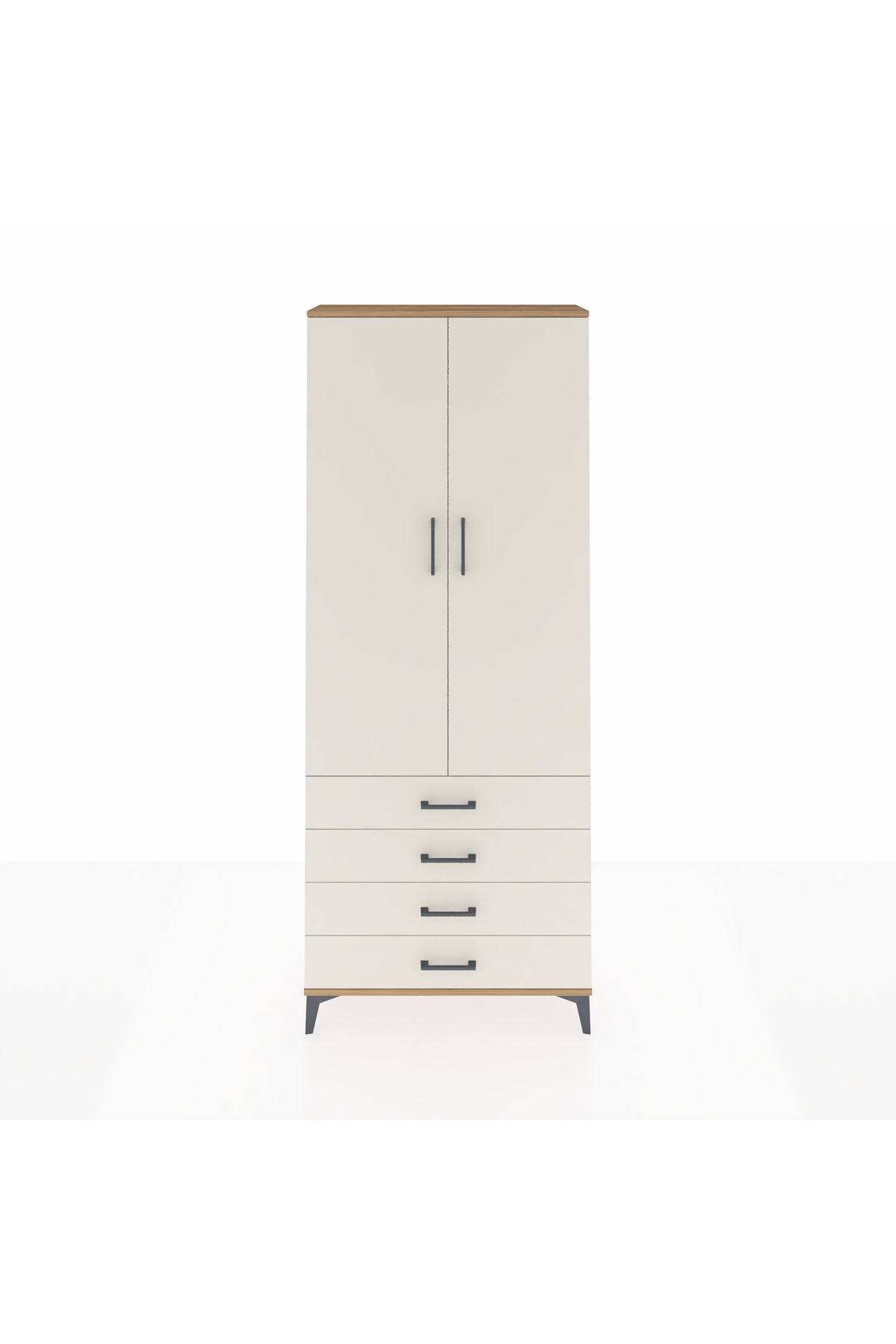 Arges Dolap 2 Raflı 4 Çekmeceli Tek Askılı 88x30x221 - S30M043V7A