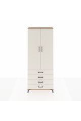 Arges Dolap 2 Raflı 4 Çekmeceli Tek Askılı 88x30x221