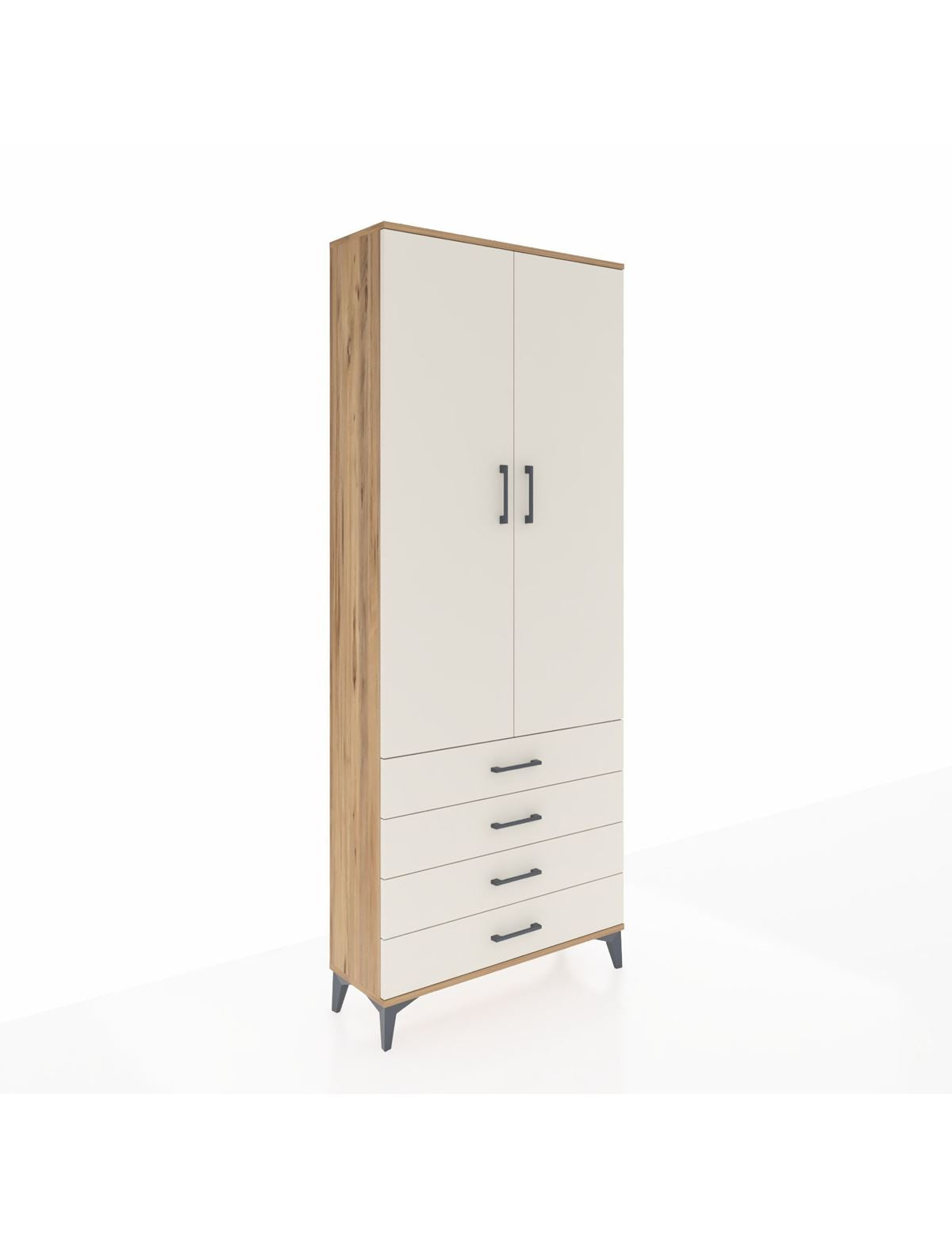 Arges Dolap 2 Raflı 4 Çekmeceli Tek Askılı 88x30x221 - S30M043V7A