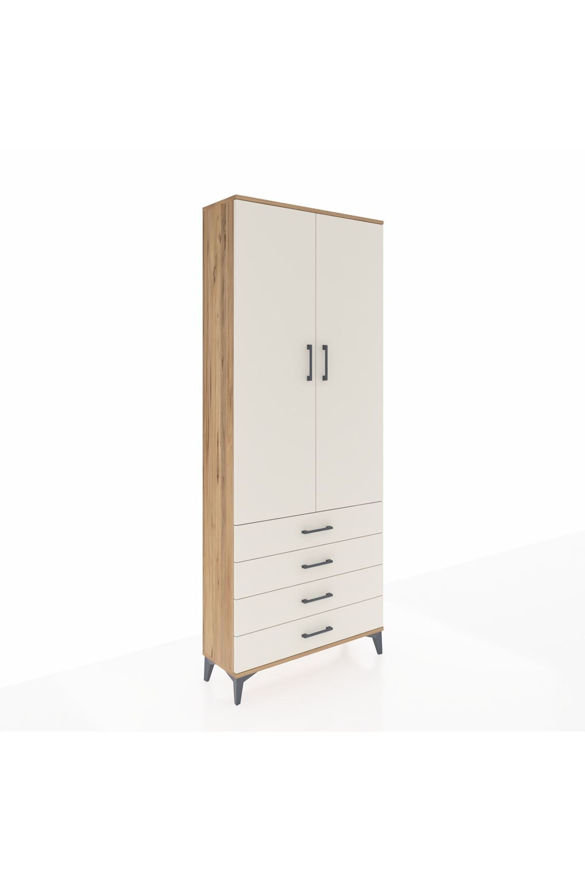 Arges Dolap 2 Raflı 4 Çekmeceli Tek Askılı 88x30x221 - S30M043V7A