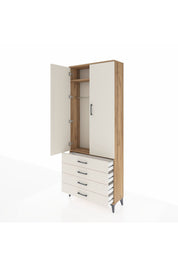 Arges Dolap 2 Raflı 4 Çekmeceli Tek Askılı 88x30x221 - S30M043V7A