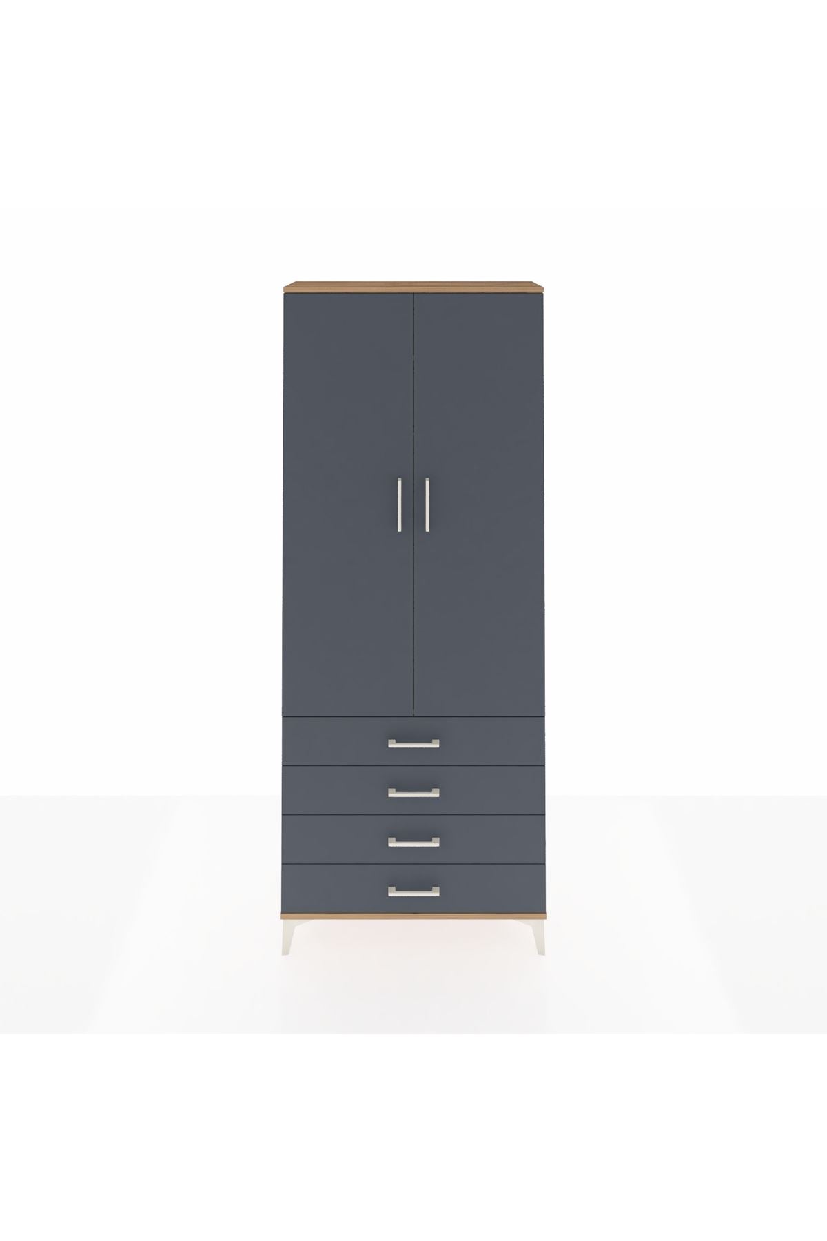Arges Dolap 2 Raflı 4 Çekmeceli Tek Askılı 88x30x221 - S30M043V8A
