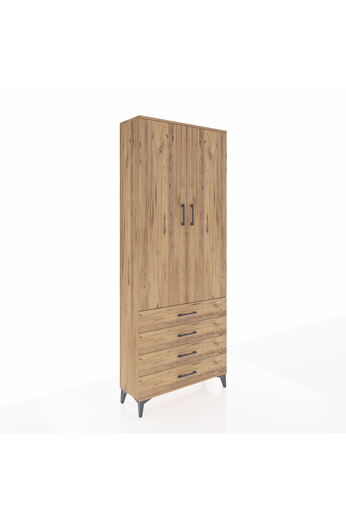 Arges Dolap 2 Raflı 4 Çekmeceli Tek Askılı 88x30x221 - S30M043V9A