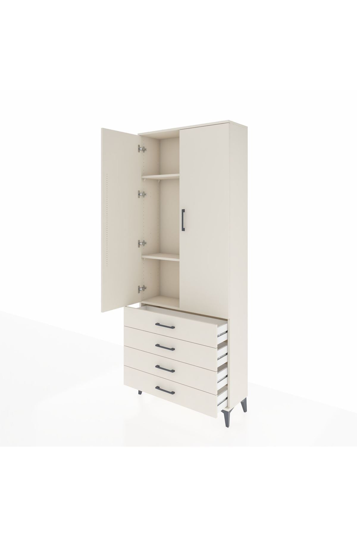 Arges Dolap 3 Raflı 4 Çekmeceli 2 Kapaklı 88x30x221 - S30M044V1A