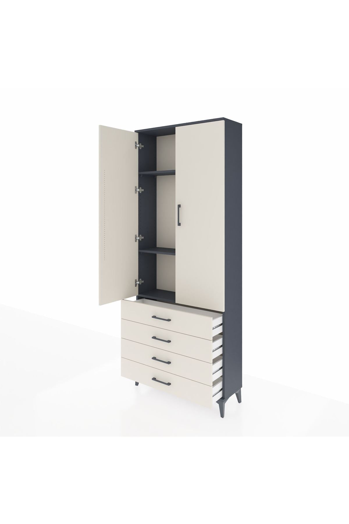 Arges Dolap 3 Raflı 4 Çekmeceli 2 Kapaklı 88x30x221 - S30M044V4A