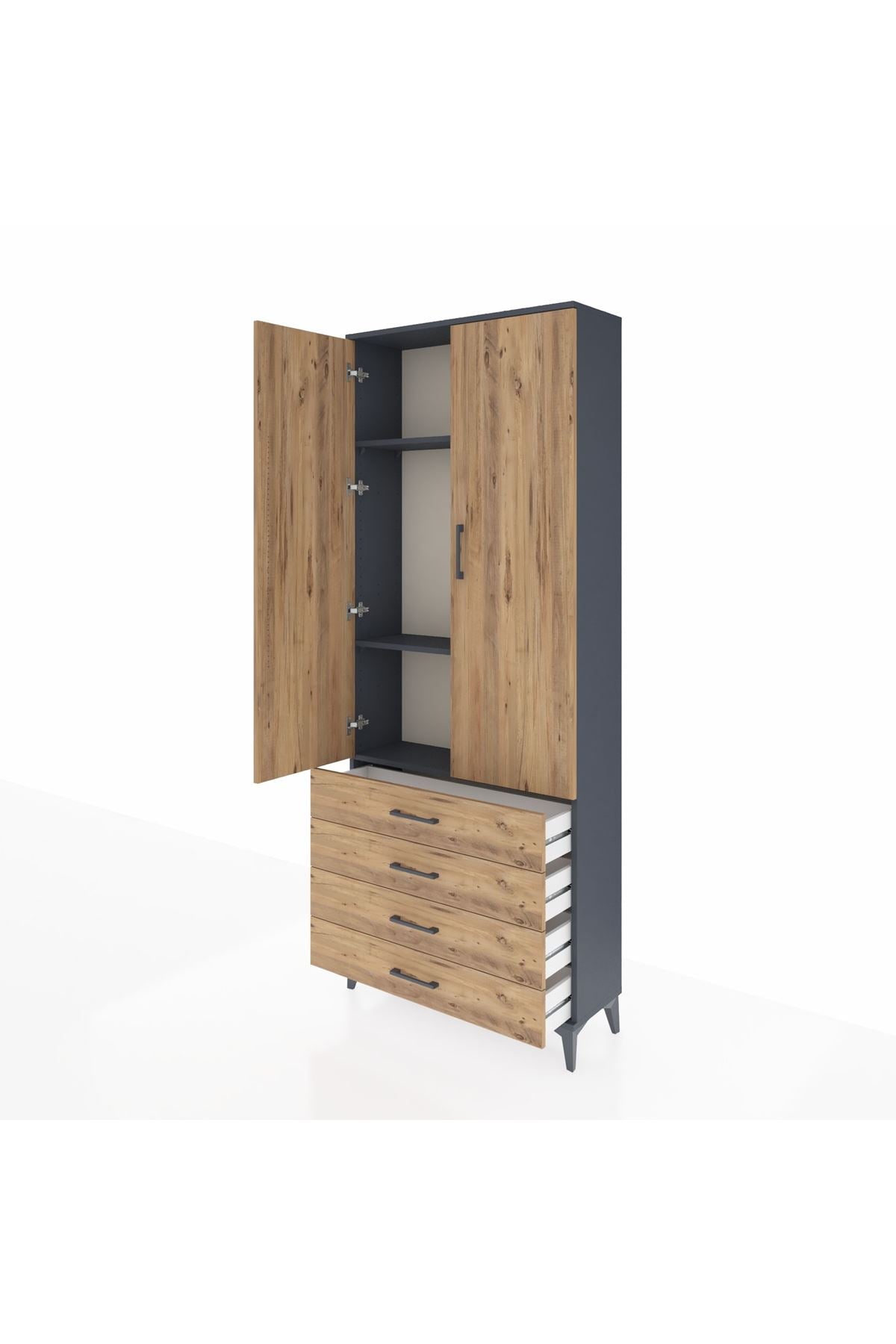 Arges Dolap 3 Raflı 4 Çekmeceli 2 Kapaklı 88x30x221 - S30M044V6A