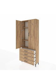 Arges Dolap 3 Raflı 4 Çekmeceli 2 Kapaklı 88x30x221 - S30M044V9A