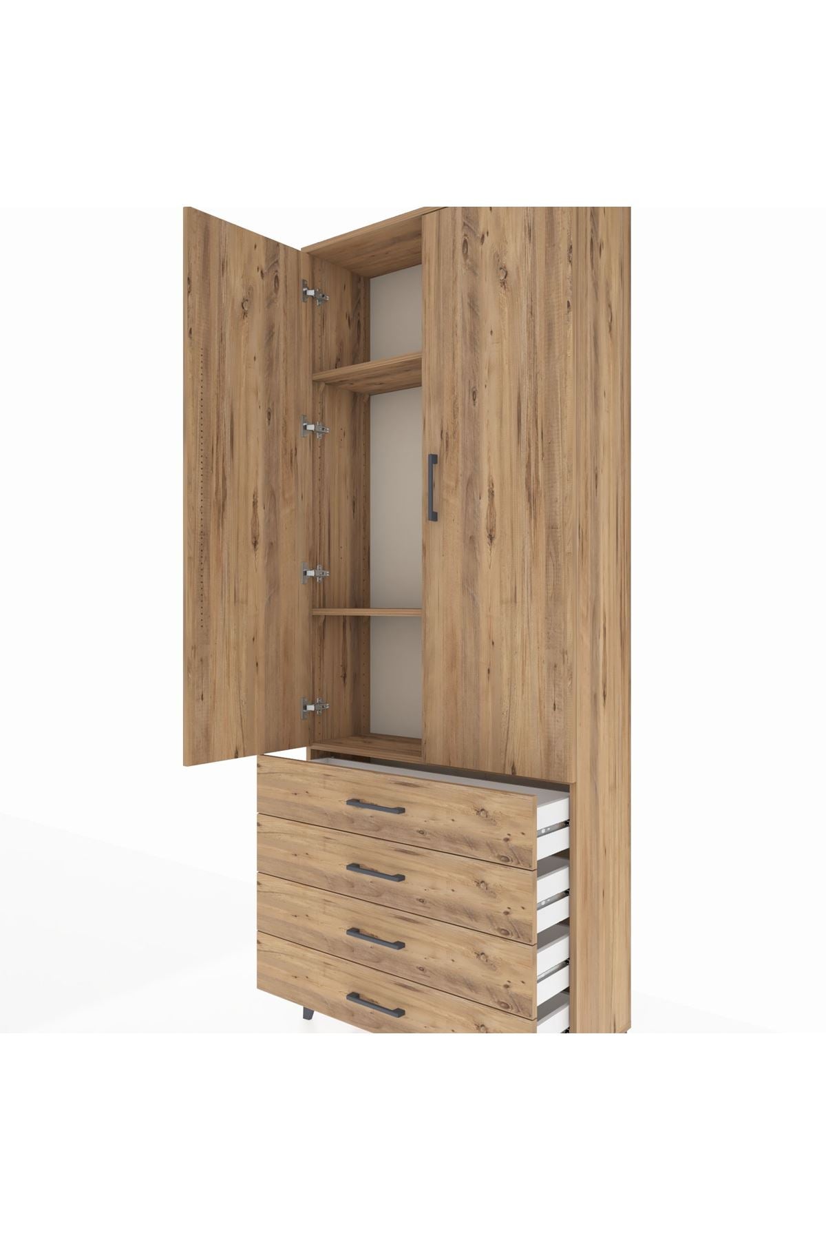 Arges Dolap 3 Raflı 4 Çekmeceli 2 Kapaklı 88x30x221 - S30M044V9A