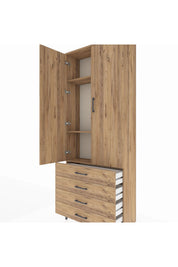 Arges Dolap 3 Raflı 4 Çekmeceli 2 Kapaklı 88x30x221 - S30M044V9A