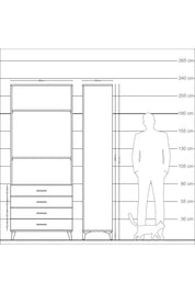 Arges Dolap 3 Raflı 4 Çekmeceli 88x30x221 - S30M045V7A