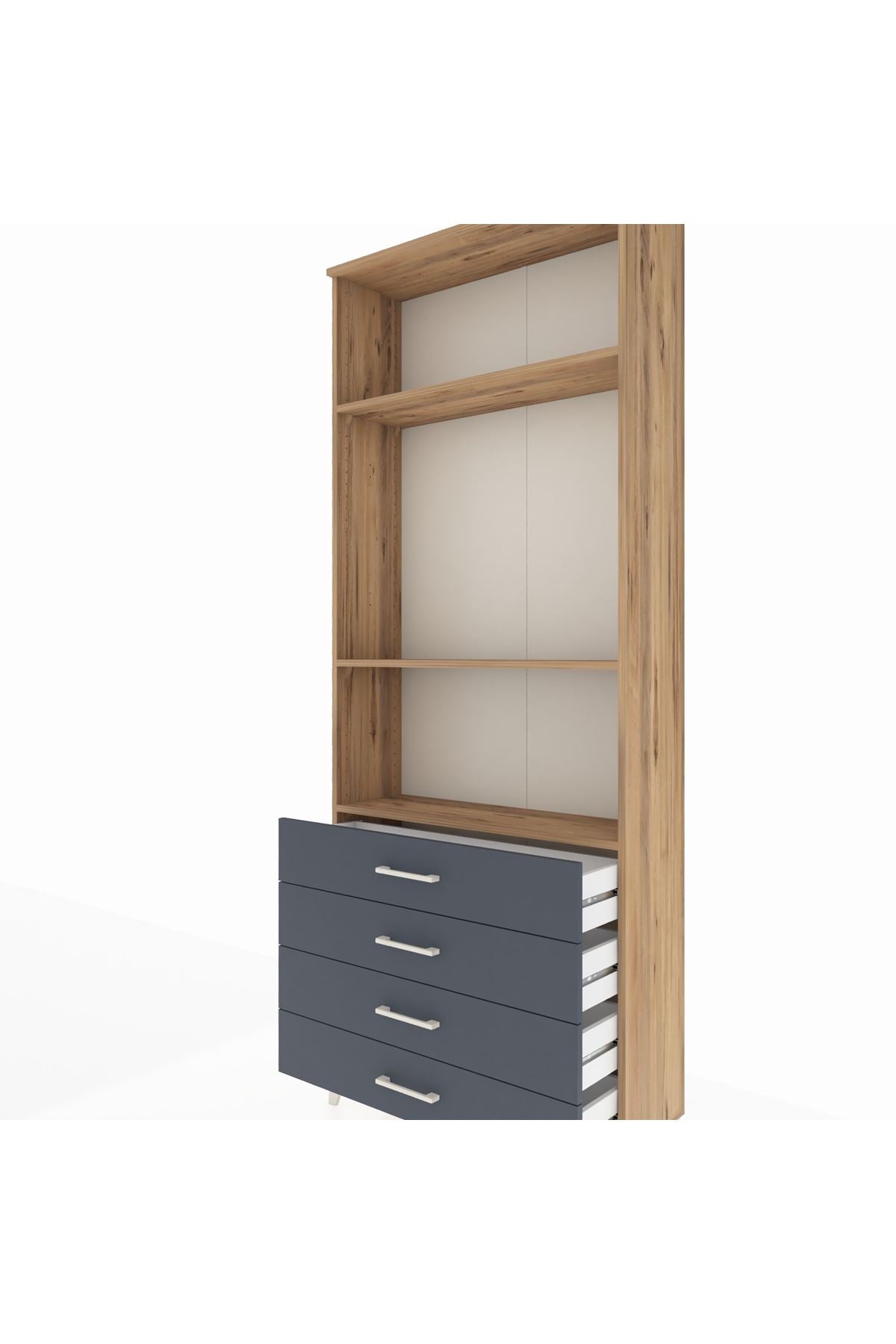 Arges Dolap 3 Raflı 4 Çekmeceli 88x30x221 - S30M045V8A