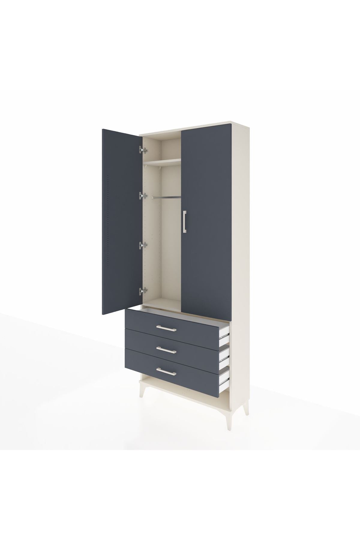 Arges Dolap 2 Raflı 3 Çekmeceli Tek Askılı 88x30x221 - S30M046V2A