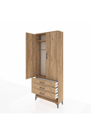 Arges Dolap 2 Raflı 3 Çekmeceli Tek Askılı 88x30x221 - S30M046V9A