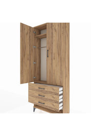 Arges Dolap 2 Raflı 3 Çekmeceli Tek Askılı 88x30x221 - S30M046V9A