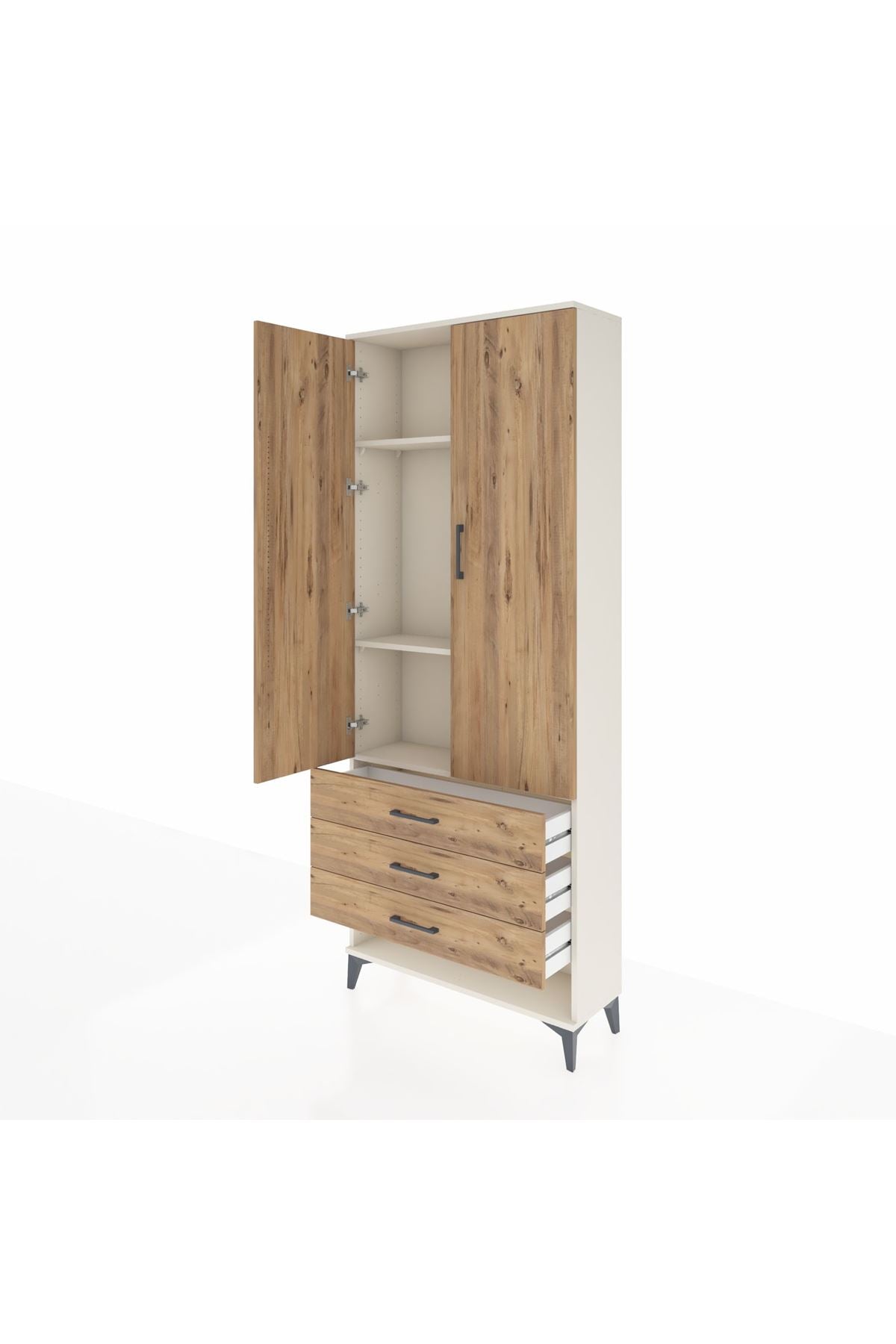 Arges Dolap 3 Raflı 3 Çekmeceli 2 Kapaklı 88x30x221 - S30M047V3A