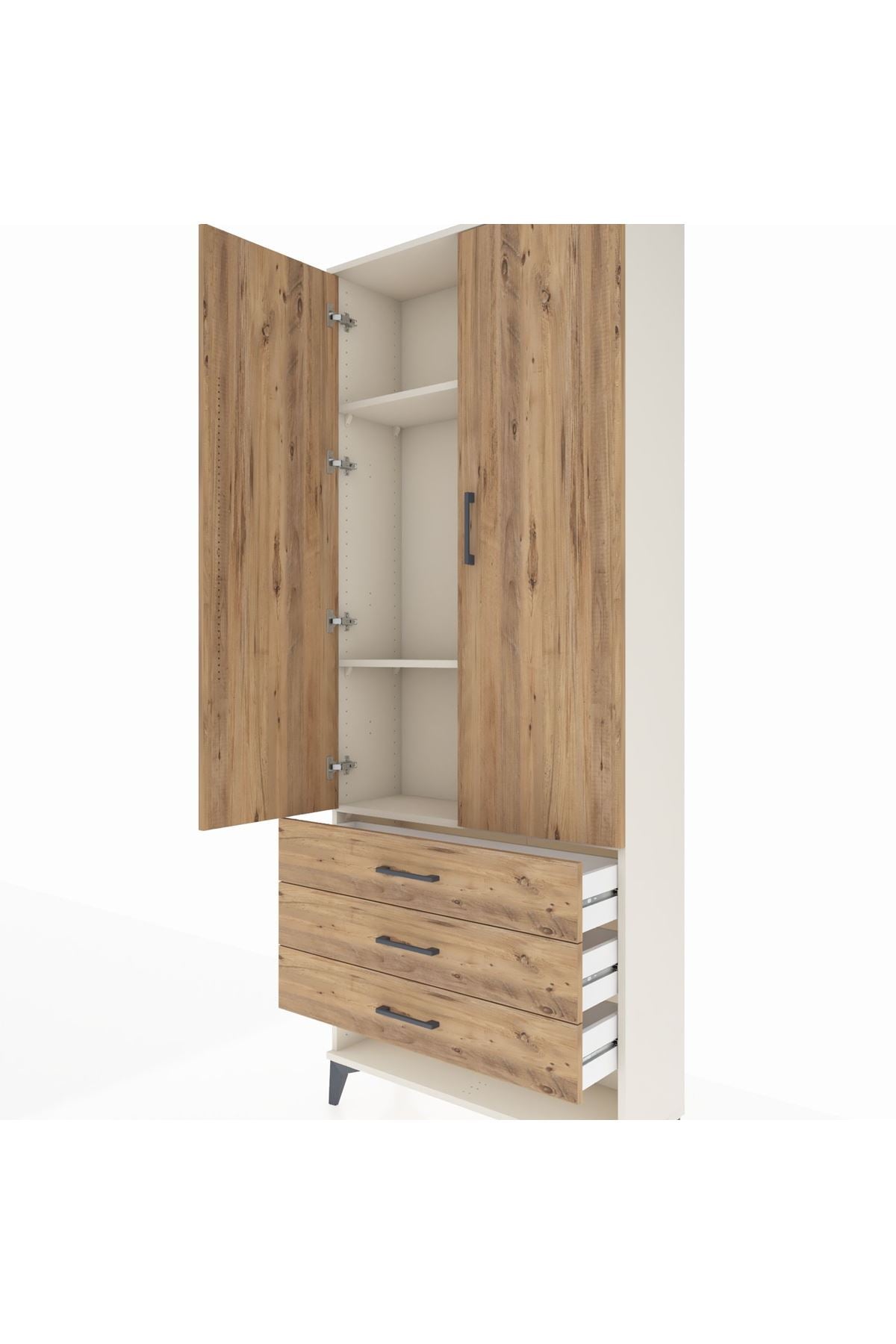 Arges Dolap 3 Raflı 3 Çekmeceli 2 Kapaklı 88x30x221 - S30M047V3A