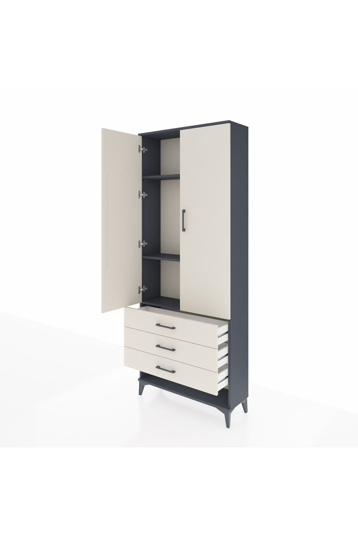 Arges Dolap 3 Raflı 3 Çekmeceli 2 Kapaklı 88x30x221 - S30M047V4A