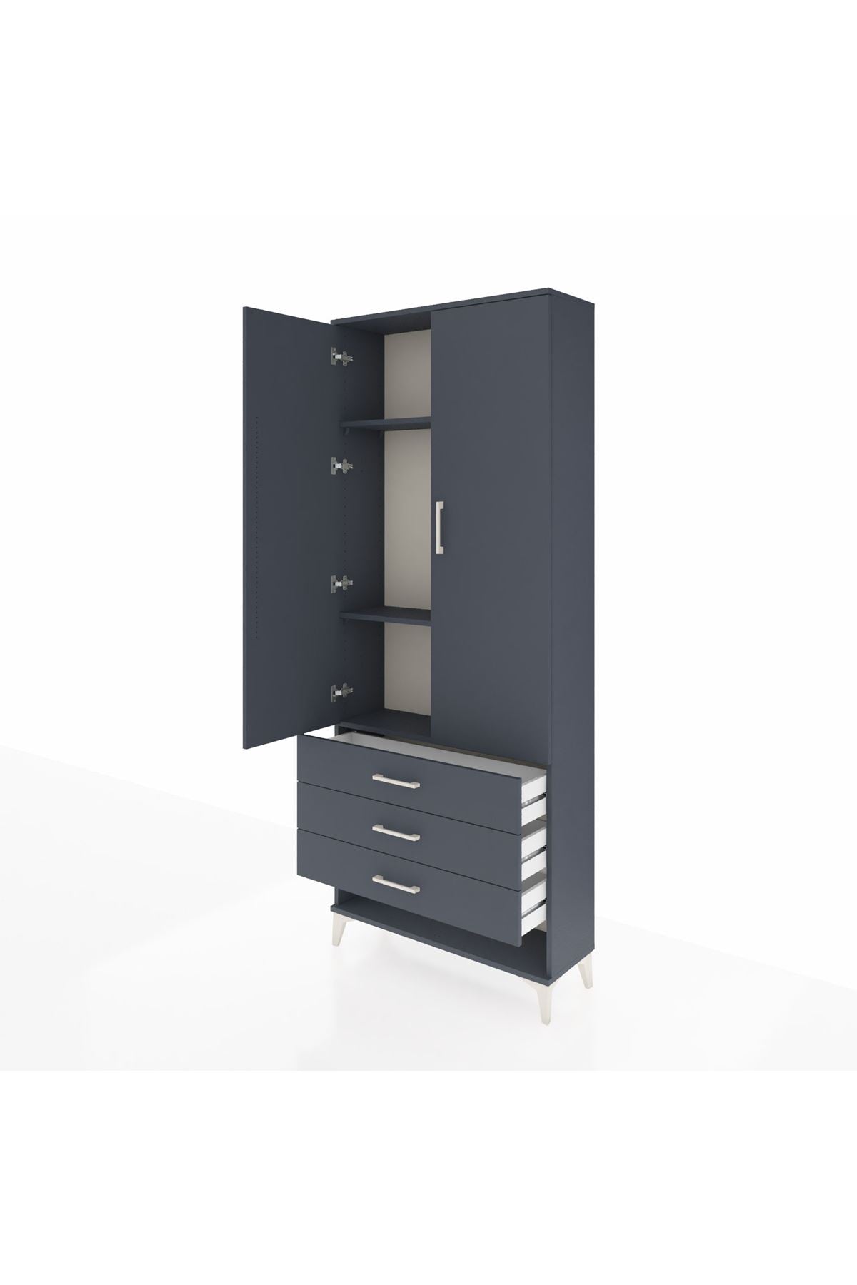 Arges Dolap 3 Raflı 3 Çekmeceli 2 Kapaklı 88x30x221 - S30M047V5A