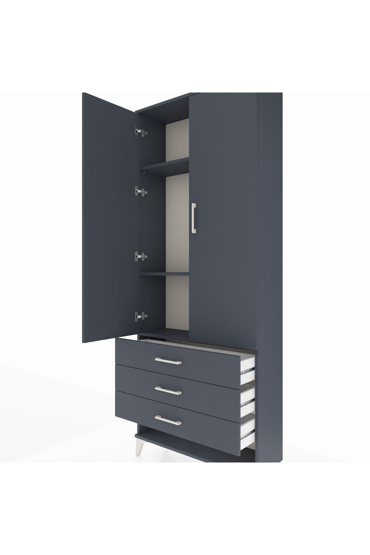 Arges Dolap 3 Raflı 3 Çekmeceli 2 Kapaklı 88x30x221 - S30M047V5A