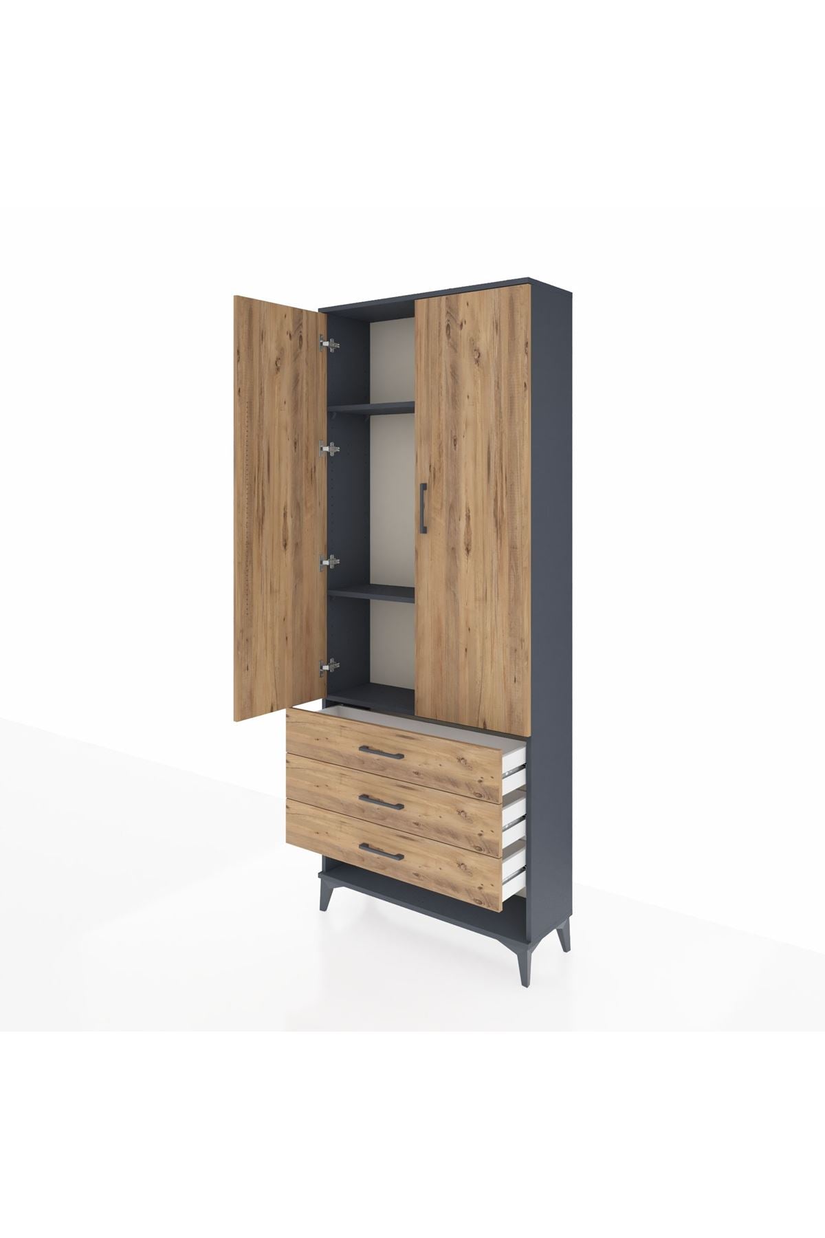 Arges Dolap 3 Raflı 3 Çekmeceli 2 Kapaklı 88x30x221 - S30M047V6A