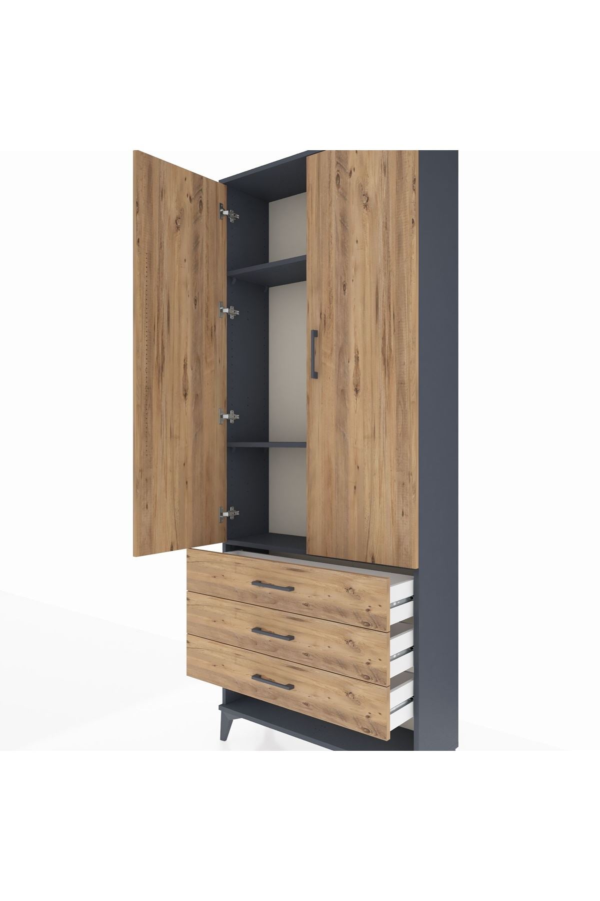 Arges Dolap 3 Raflı 3 Çekmeceli 2 Kapaklı 88x30x221 - S30M047V6A