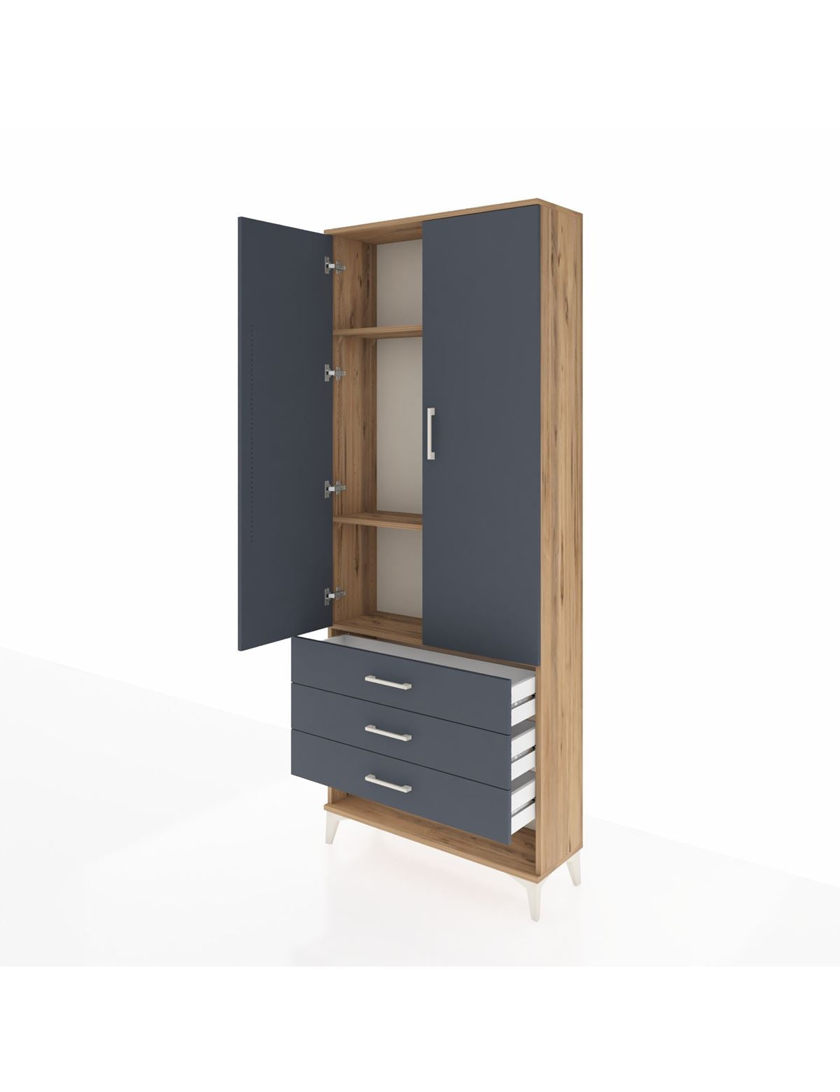 Arges Dolap 3 Raflı 3 Çekmeceli 2 Kapaklı 88x30x221 - S30M047V8A