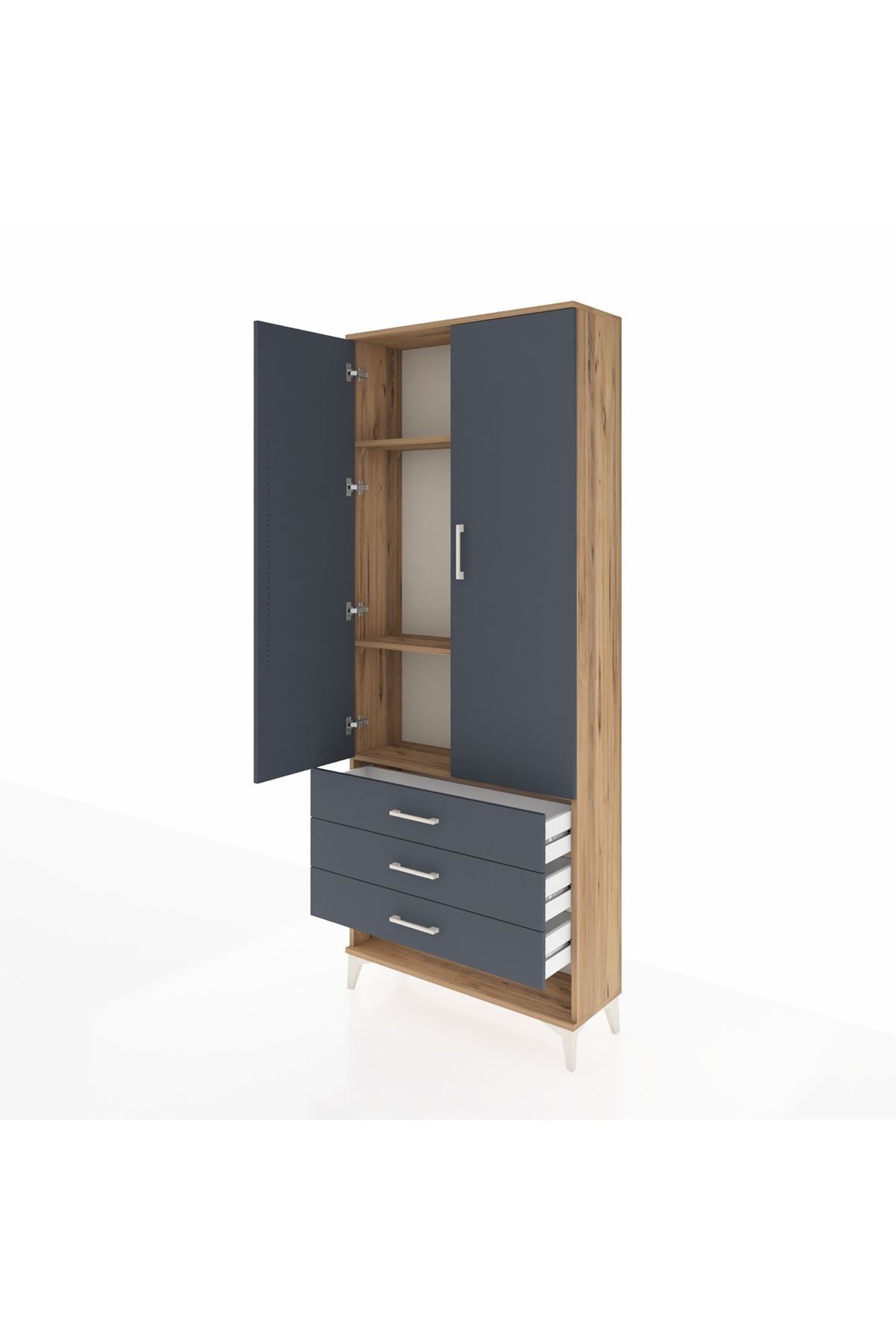 Arges Dolap 3 Raflı 3 Çekmeceli 2 Kapaklı 88x30x221 - S30M047V8A