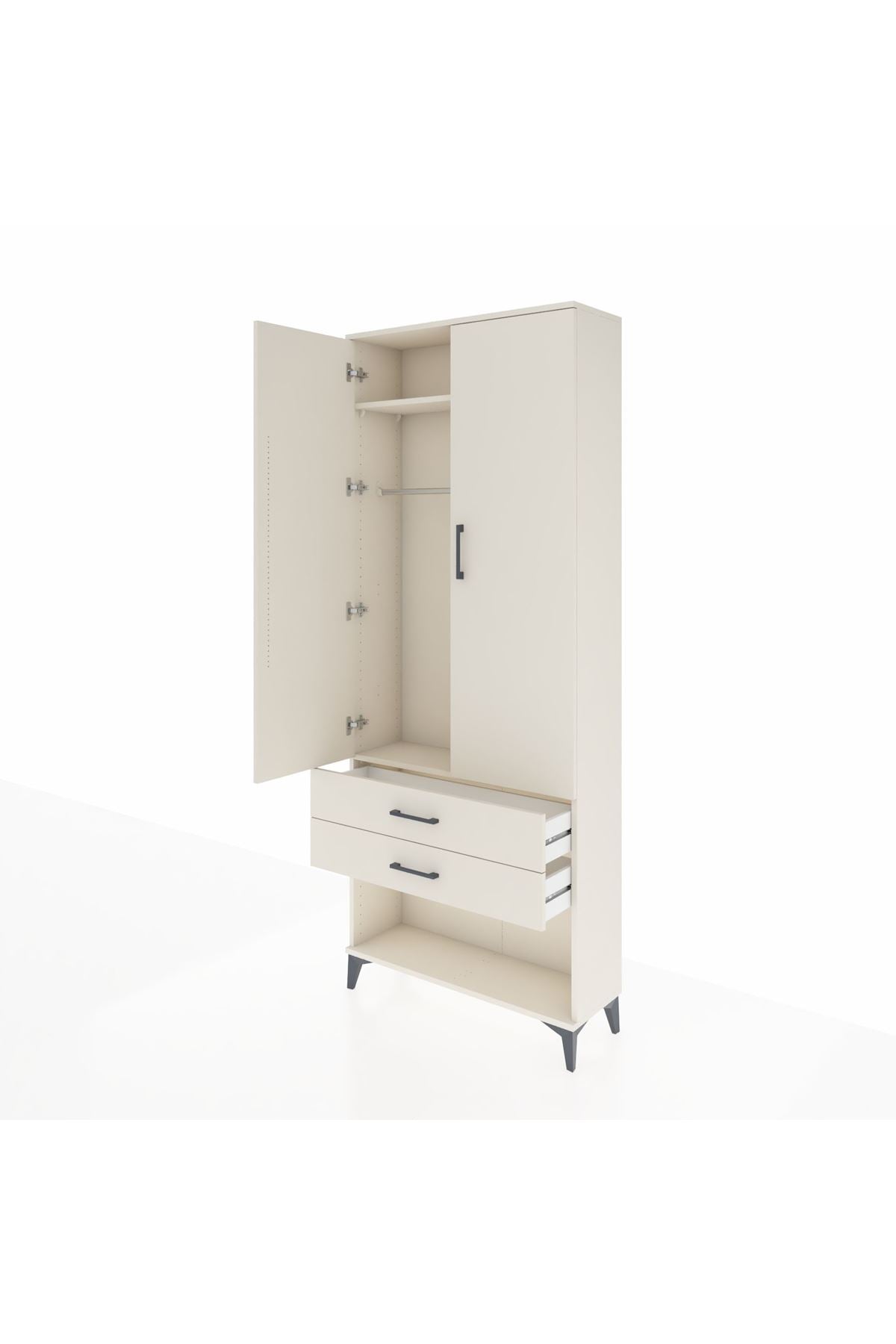 Arges Dolap 2 Raflı 2 Çekmeceli Tek Askılı 88x30x221 - S30M049V1A