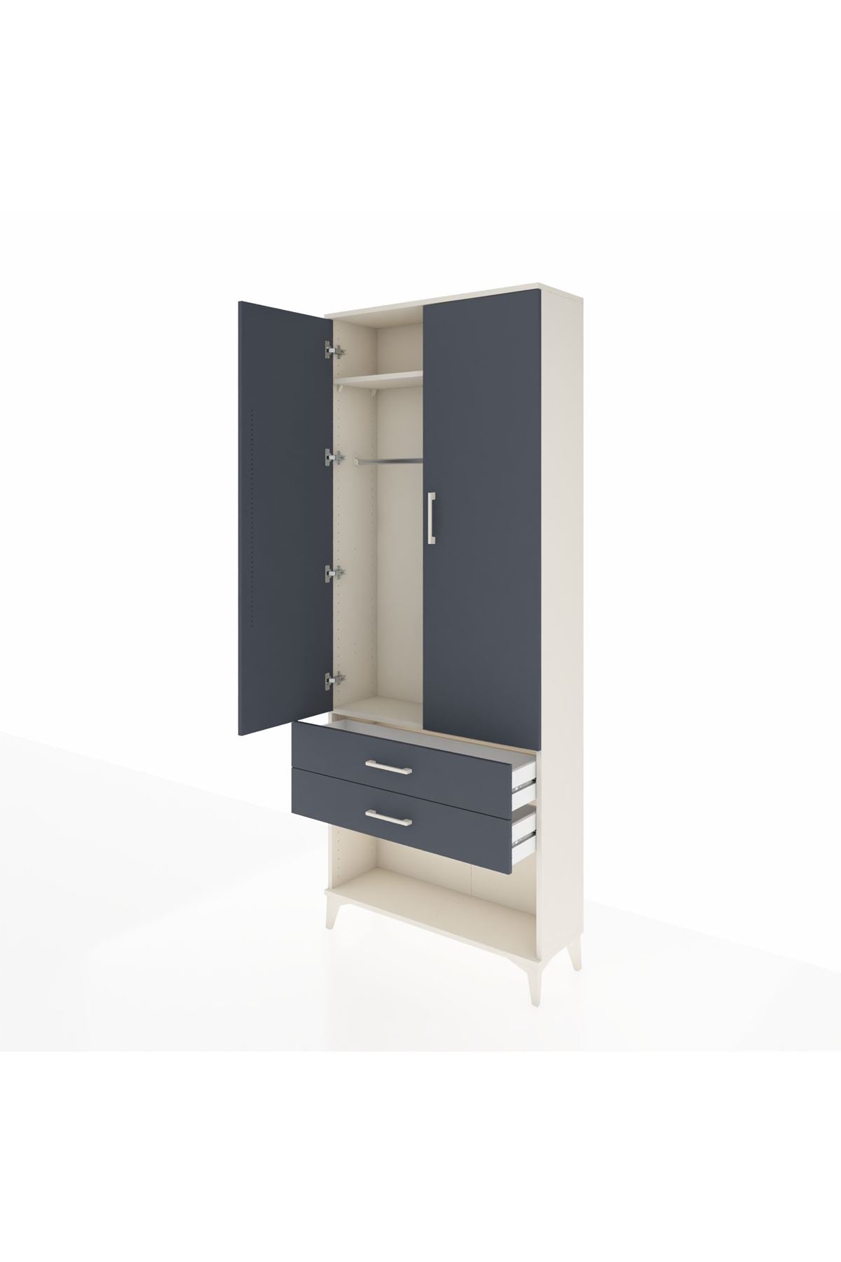 Arges Dolap 2 Raflı 2 Çekmeceli Tek Askılı 88x30x221 - S30M049V2A