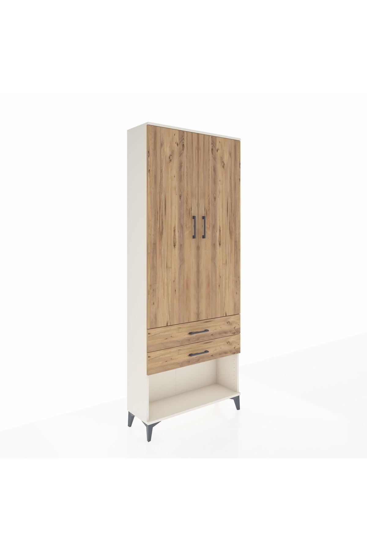 Arges Dolap 2 Raflı 2 Çekmeceli Tek Askılı 88x30x221 - S30M049V3A