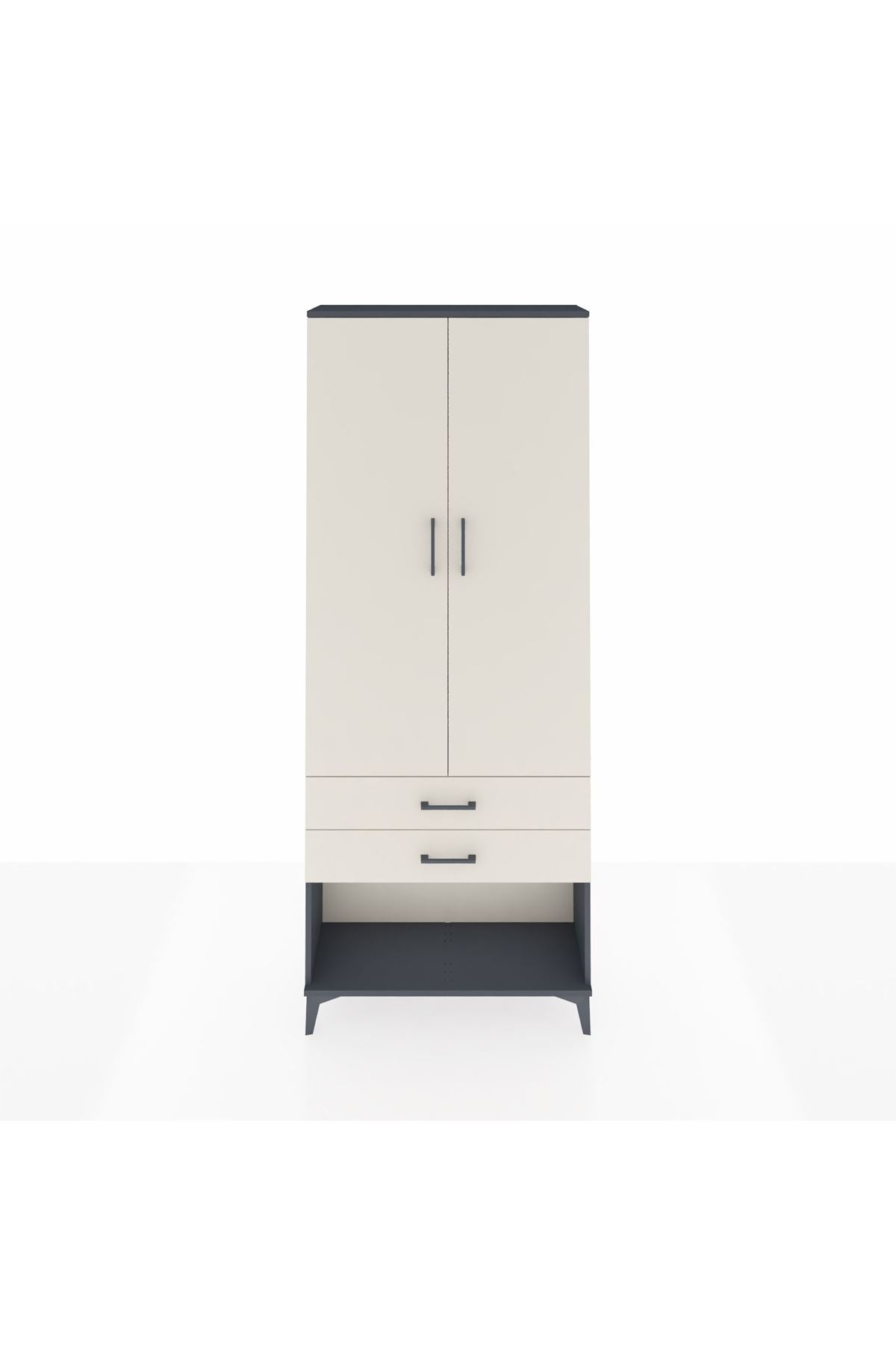 Arges Dolap 2 Raflı 2 Çekmeceli Tek Askılı 88x30x221 - S30M049V4A