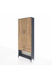 Arges Dolap 2 Raflı 2 Çekmeceli Tek Askılı 88x30x221 - S30M049V6A