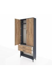 Arges Dolap 2 Raflı 2 Çekmeceli Tek Askılı 88x30x221 - S30M049V6A
