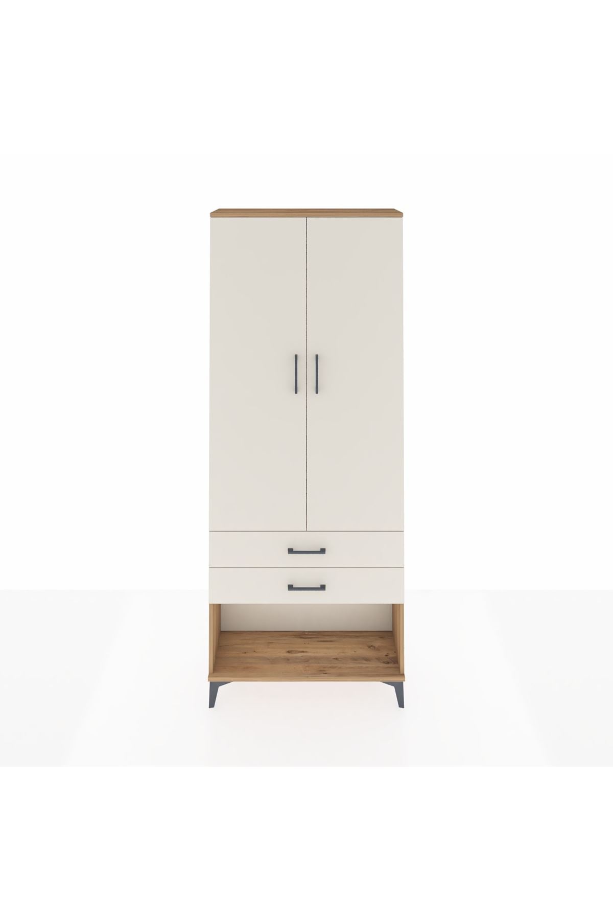 Arges Dolap 2 Raflı 2 Çekmeceli Tek Askılı 88x30x221 - S30M049V7A
