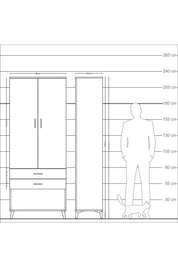 Arges Dolap 2 Raflı 2 Çekmeceli Tek Askılı 88x30x221 - S30M049V7A
