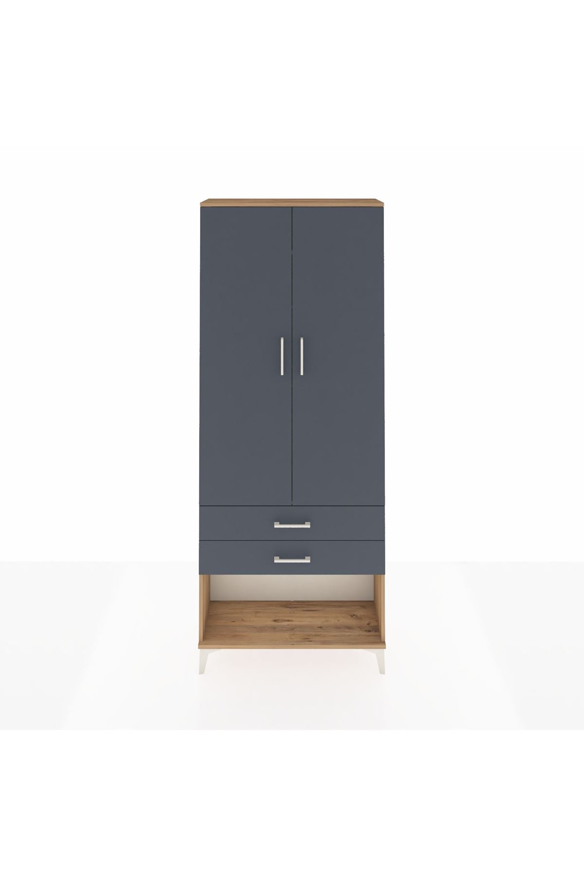 Arges Dolap 2 Raflı 2 Çekmeceli Tek Askılı 88x30x221 - S30M049V8A