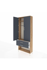 Arges Dolap 2 Raflı 2 Çekmeceli Tek Askılı 88x30x221 - S30M049V8A