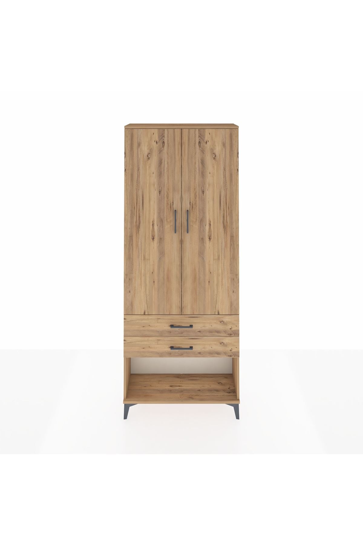 Arges Dolap 2 Raflı 2 Çekmeceli Tek Askılı 88x30x221 - S30M049V9A