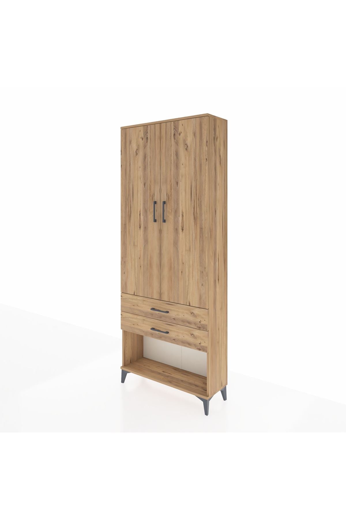 Arges Dolap 2 Raflı 2 Çekmeceli Tek Askılı 88x30x221 - S30M049V9A