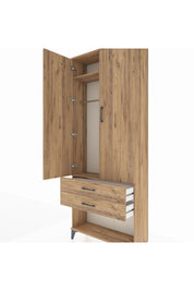 Arges Dolap 2 Raflı 2 Çekmeceli Tek Askılı 88x30x221 - S30M049V9A