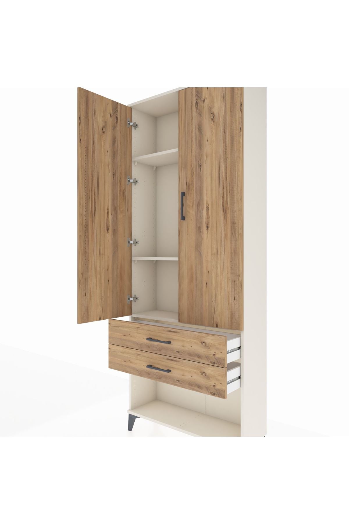 Arges Dolap 3 Raflı 2 Çekmeceli 2 Kapaklı 88x30x221 - S30M050V3A
