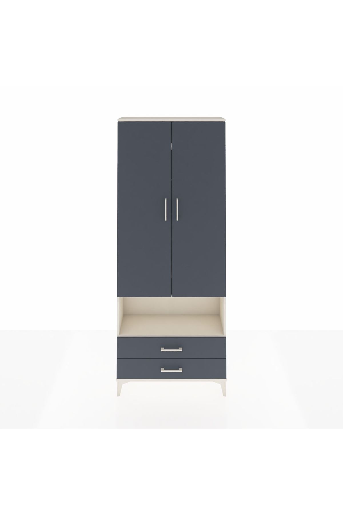 Arges Dolap 3 Raflı 2 Çekmeceli Tek Askılı 88x30x221 - S30M052V2A