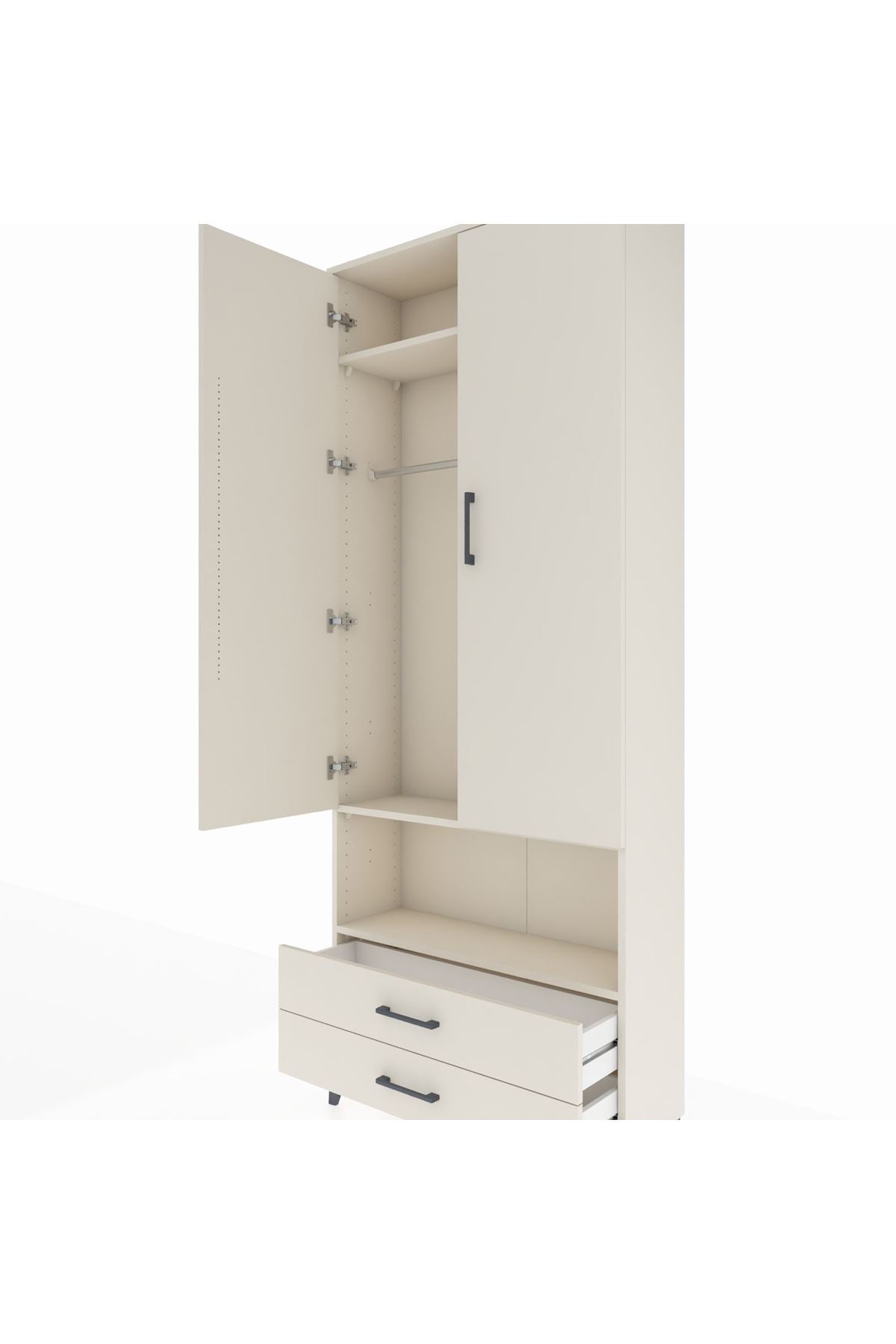 Arges Dolap 3 Raflı 2 Çekmeceli Tek Askılı 88x30x221 - S30M052V1A