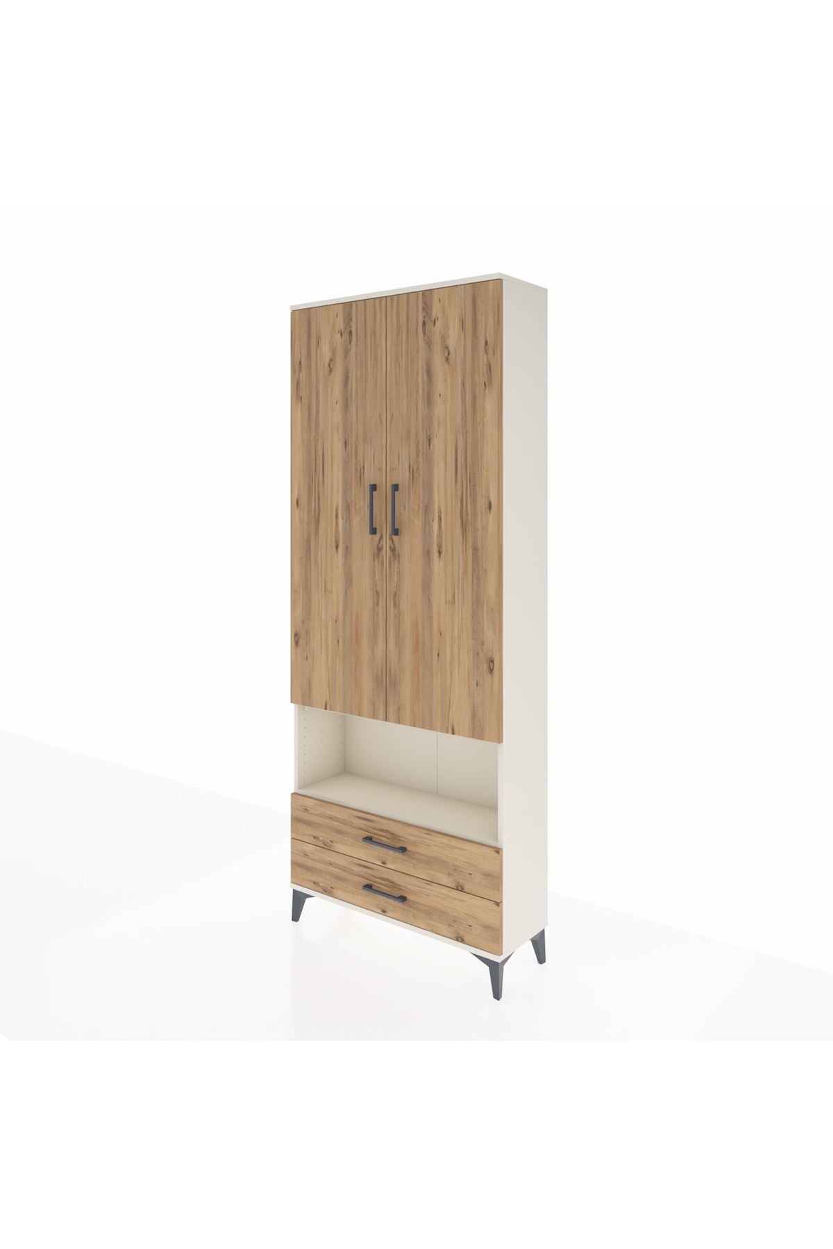 Arges Dolap 3 Raflı 2 Çekmeceli Tek Askılı 88x30x221 - S30M052V3A
