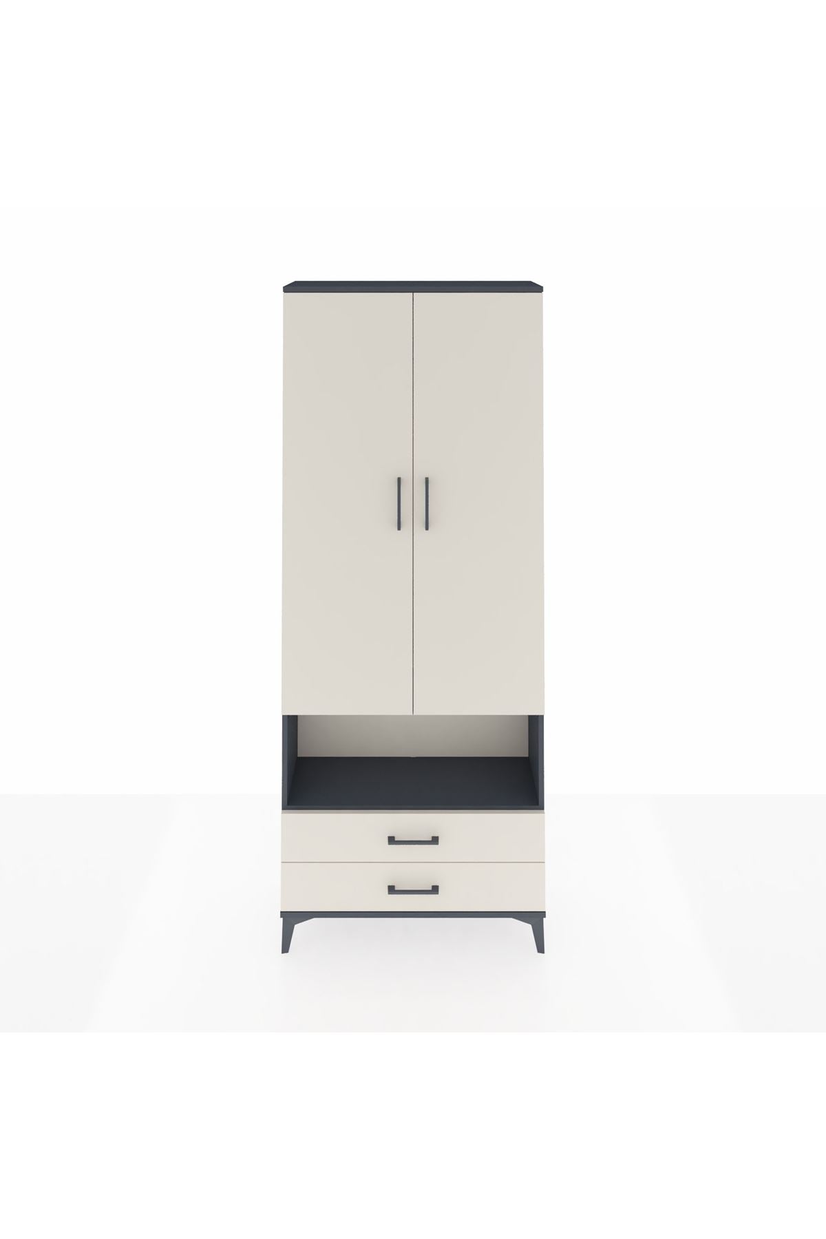 Arges Dolap 3 Raflı 2 Çekmeceli Tek Askılı 88x30x221 - S30M052V4A