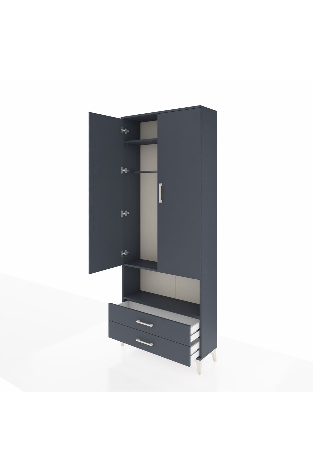 Arges Dolap 3 Raflı 2 Çekmeceli Tek Askılı 88x30x221 - S30M052V5A